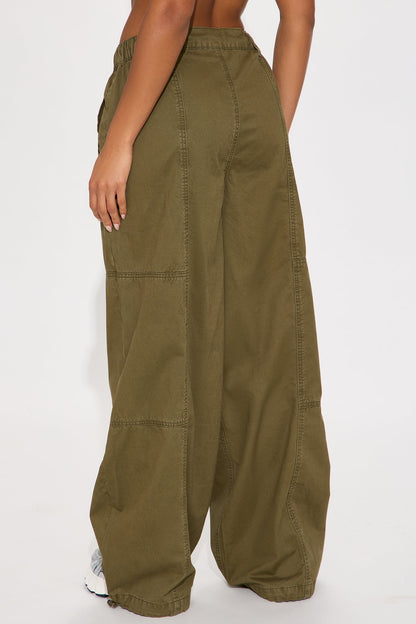 Olivia Wide Leg Jogger - Dark Olive