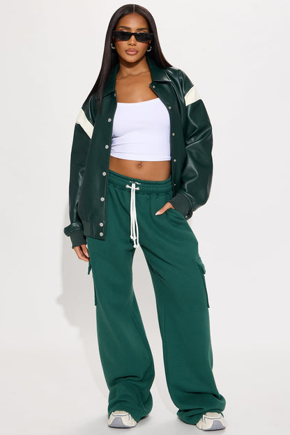 Anna Fleece Cargo Lounge Pant - Hunter