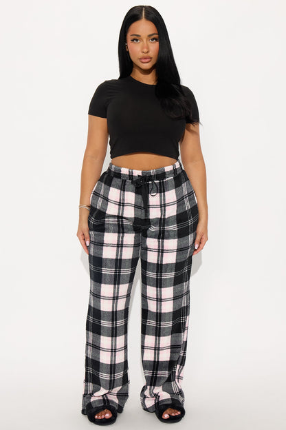 Staying Warm Plush PJ Pants - Black/Pink
