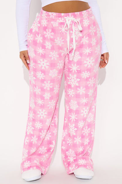 Jolly Snowflakes Plush PJ Pants - Pink