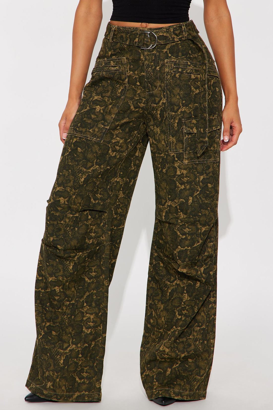 No Other Choice Twill Rigid Wide Leg Leopard Pant 32 - Leopard
