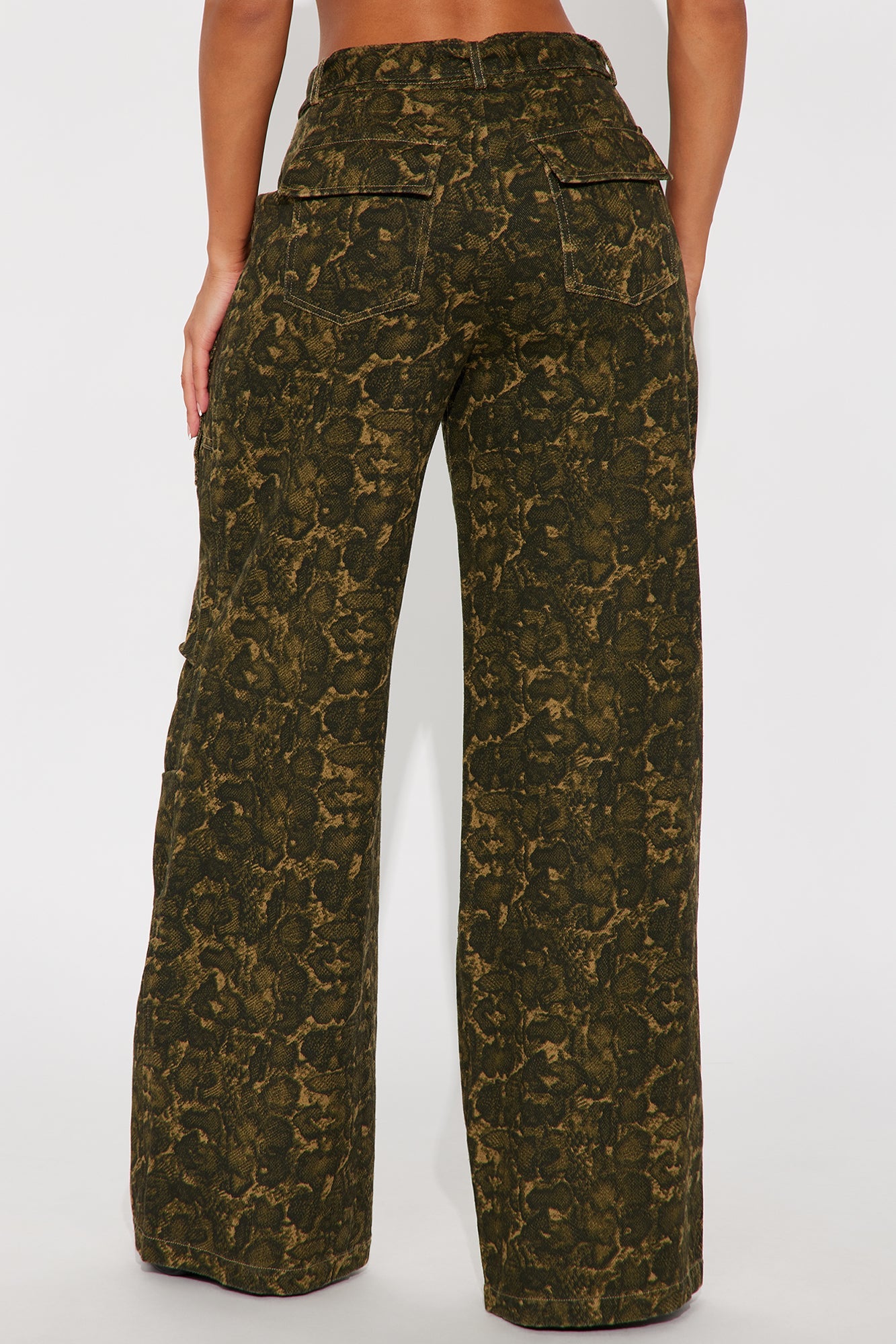 No Other Choice Twill Rigid Wide Leg Leopard Pant 32 - Leopard