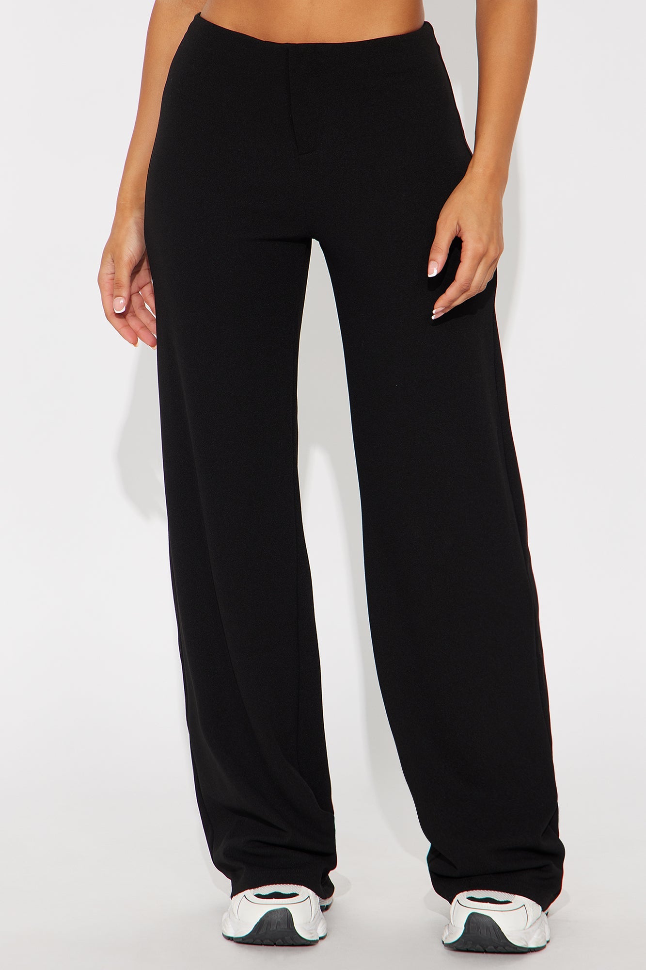 Out Of Office Low Rise Wide Leg Trouser Pant 33″ - Black