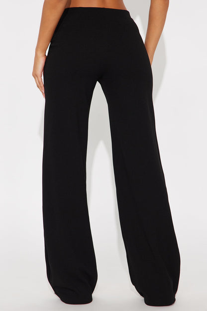 Out Of Office Low Rise Wide Leg Trouser Pant 33″ - Black
