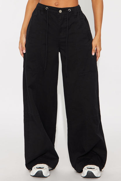 Olivia Wide Leg Jogger - Black Wash