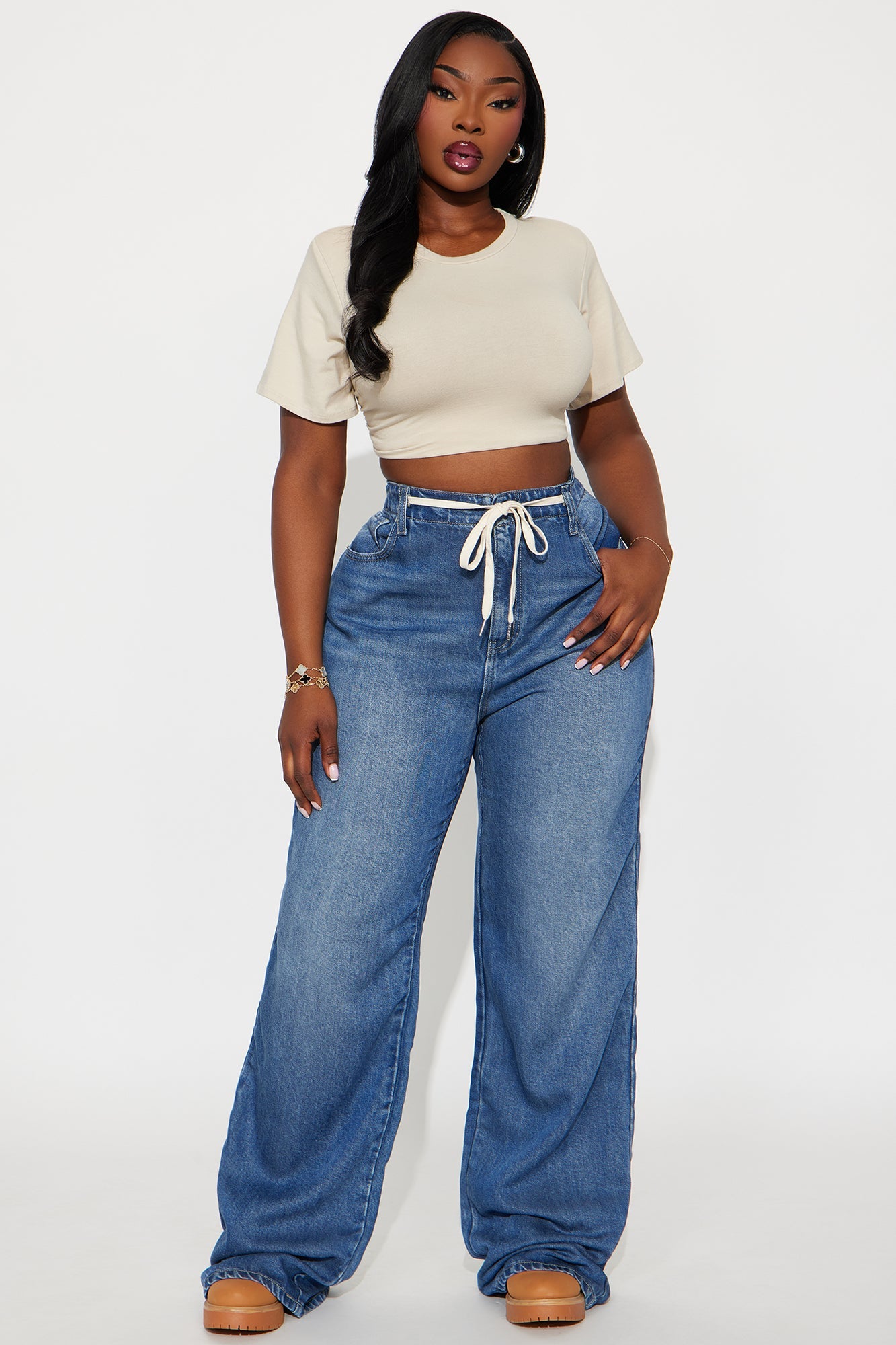 Tall Bon Voyage Drapey Soft Wide Leg Jeans - Dark Wash