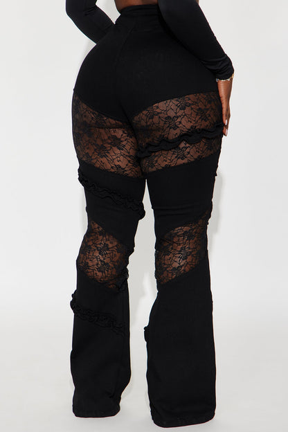 Tall Dreamcatcher Lace Stretch Flare Jeans - Black