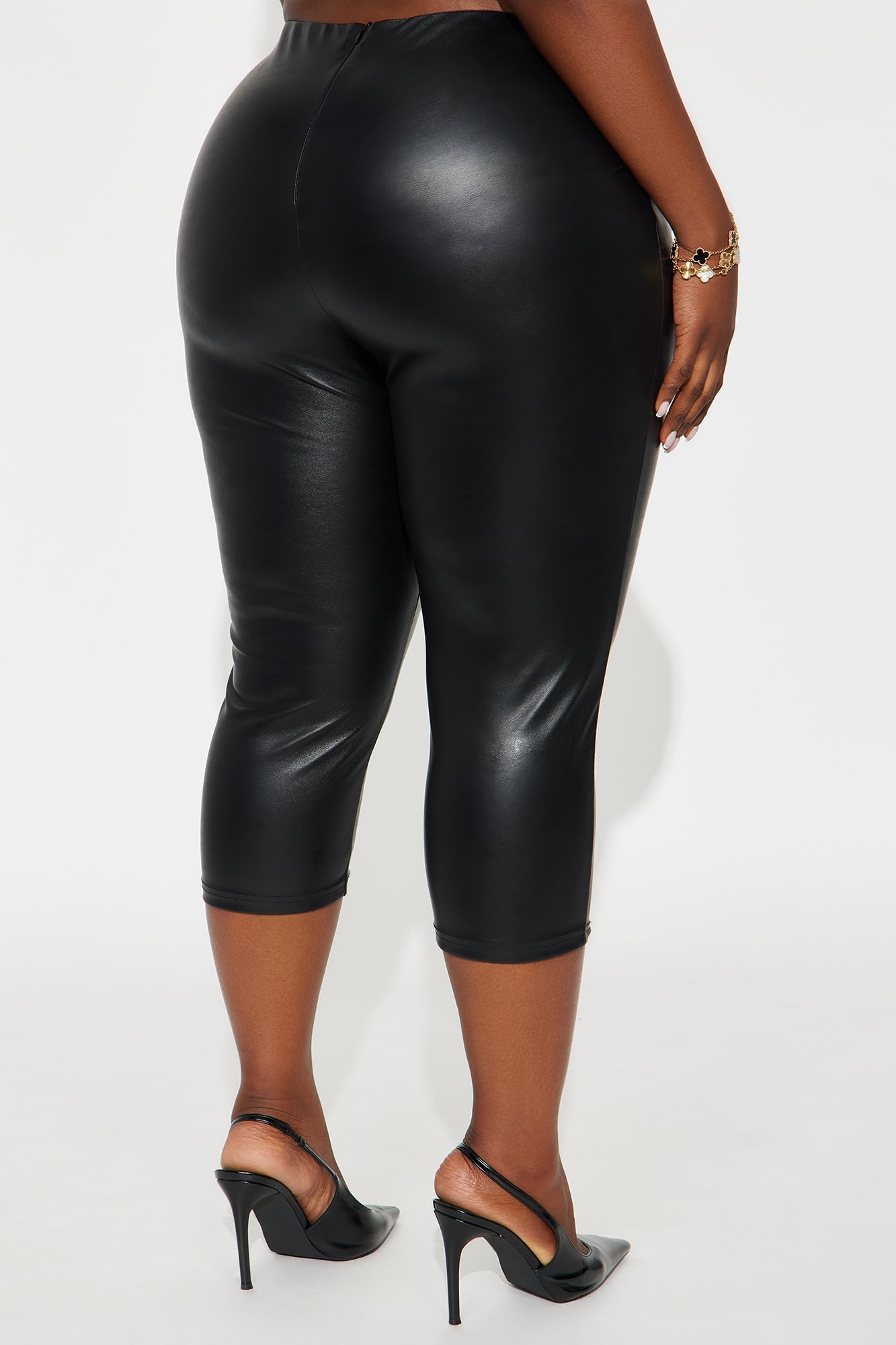 Personal Taste Faux Leather Capri Legging - Black