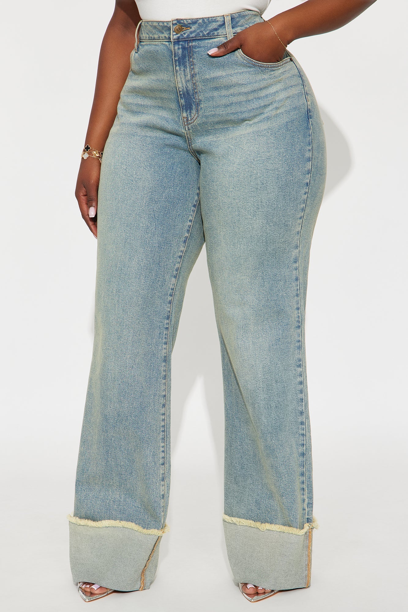 Tall All The While Cuffed Wide Leg Jeans - Vintage Wash