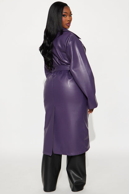 Undercover Lover Faux Leather Coat - Plum