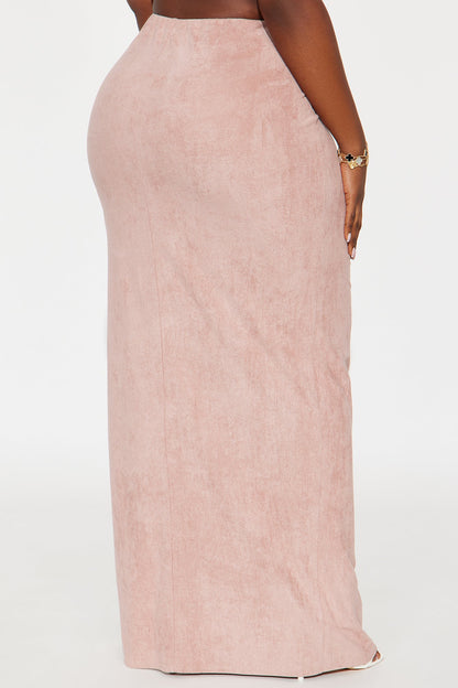 Peyton Low Rise Faux Suede Maxi Skirt - Mauve