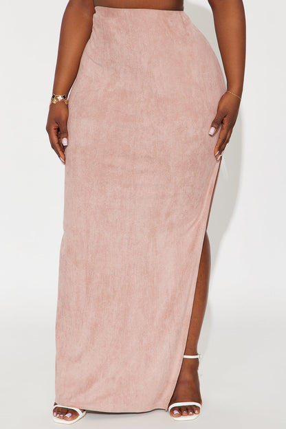 Peyton Low Rise Faux Suede Maxi Skirt - Mauve