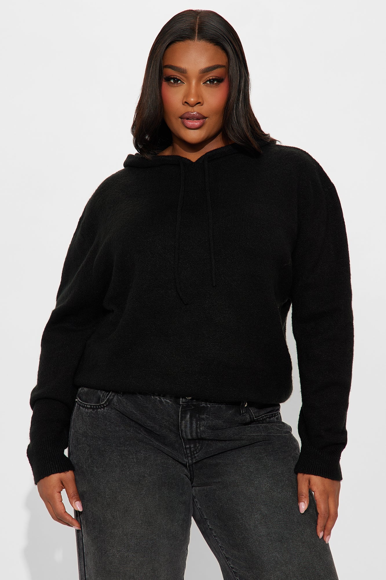 On Weekends Sweater Hoodie - Black
