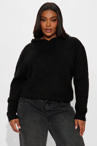 On Weekends Sweater Hoodie - Black