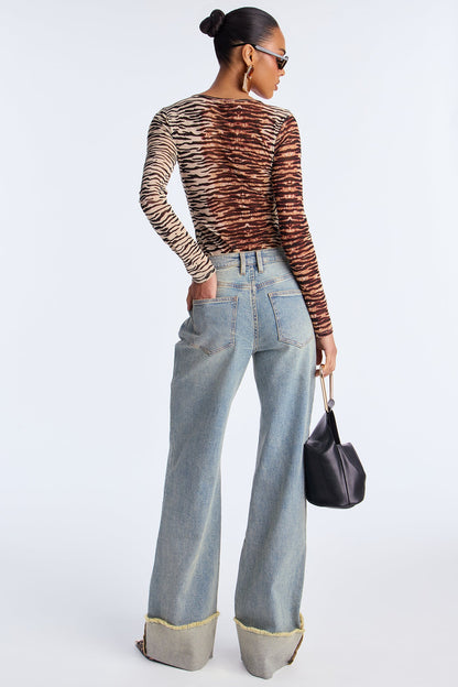 Tall All The While Cuffed Wide Leg Jeans - Vintage Wash