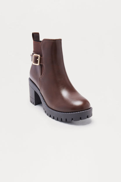 Bibi Buckle Booties - Brown