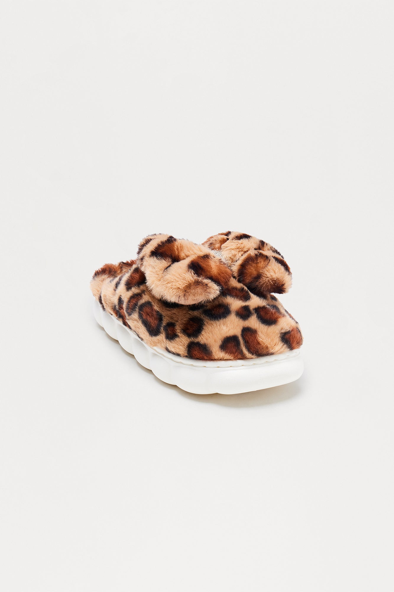 Pillow Talk Sherpa Bow Slippers - Leopard