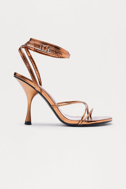 Kelee Ankle Strap Heels - Bronze