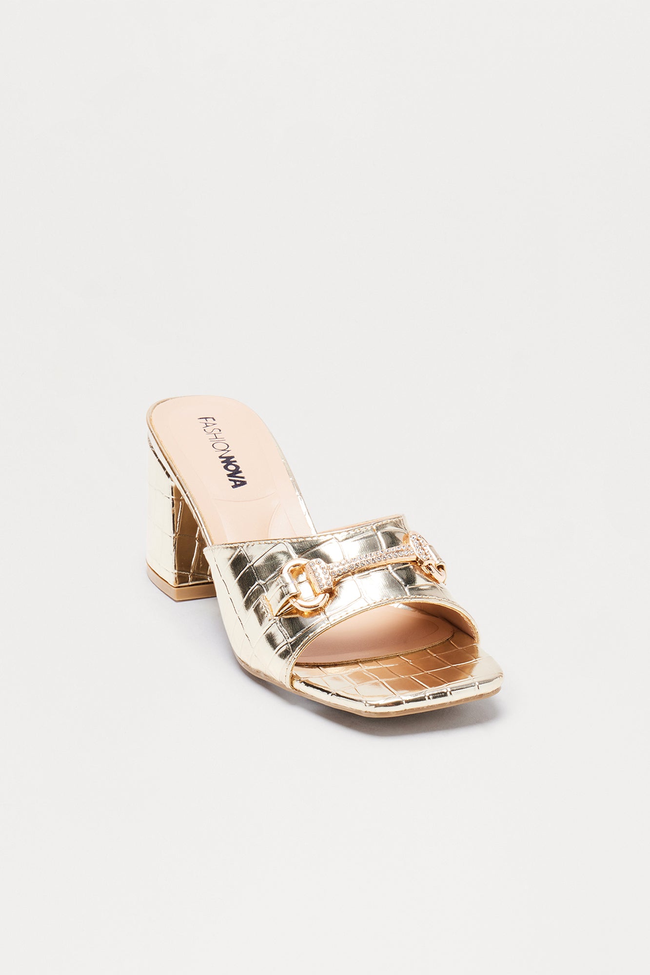 Xylia Hardware Croc Mules - Gold