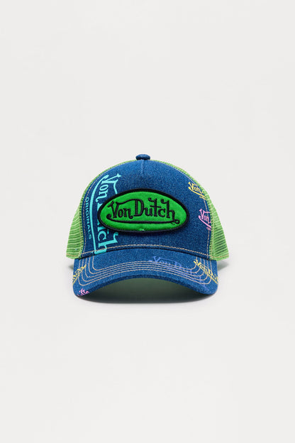 Mini Von Dutch Patch Denim Trucker Hat - Navy