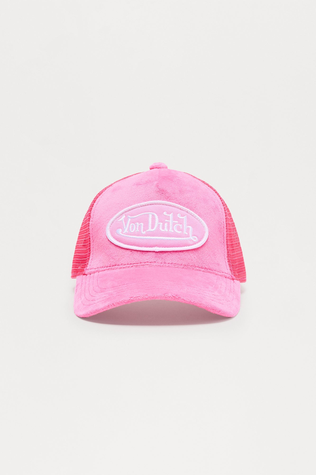 Mini Von Dutch Pink Velvet Trucker Hat - Hot Pink