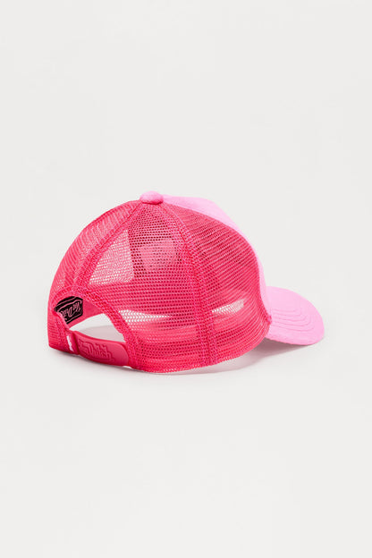 Mini Von Dutch Pink Velvet Trucker Hat - Hot Pink