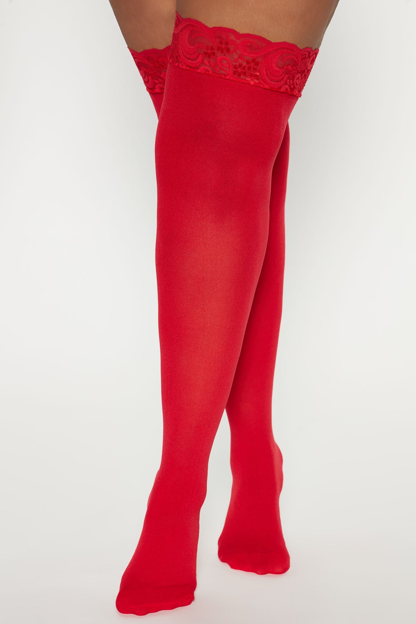 Keep You Wondering Thigh Highs - Red