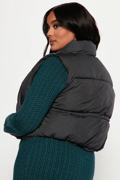 Live More Puffer Vest - Black