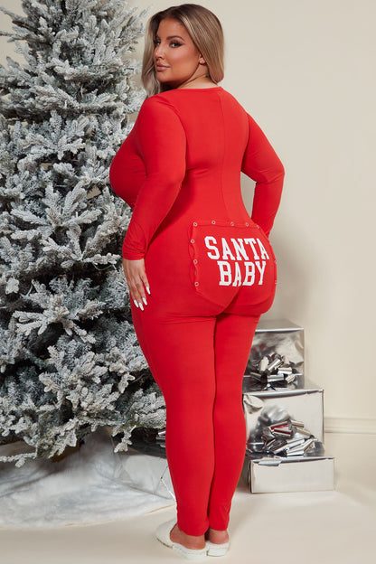 Oh Santa Baby PJ Jumpsuit Onesie - Red
