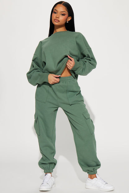 Follow Me Around Sweatsuit - Sage