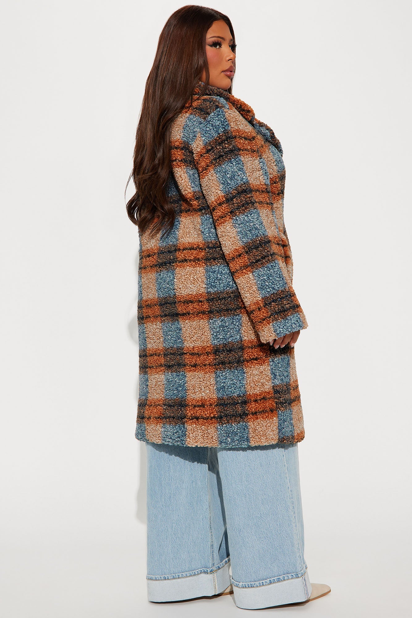 Slow Mornings Sherpa Trench Coat - Blue/combo