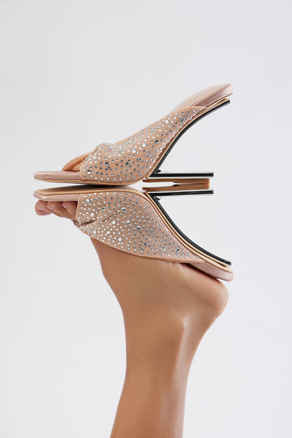 Camden Rhinestone Wedges - Nude