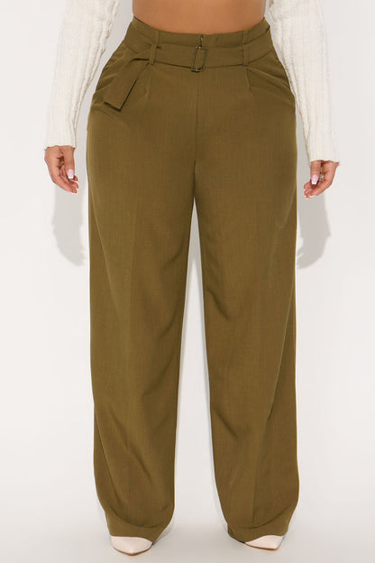 Power Moves Belted Trouser Pant 32″ - Olive