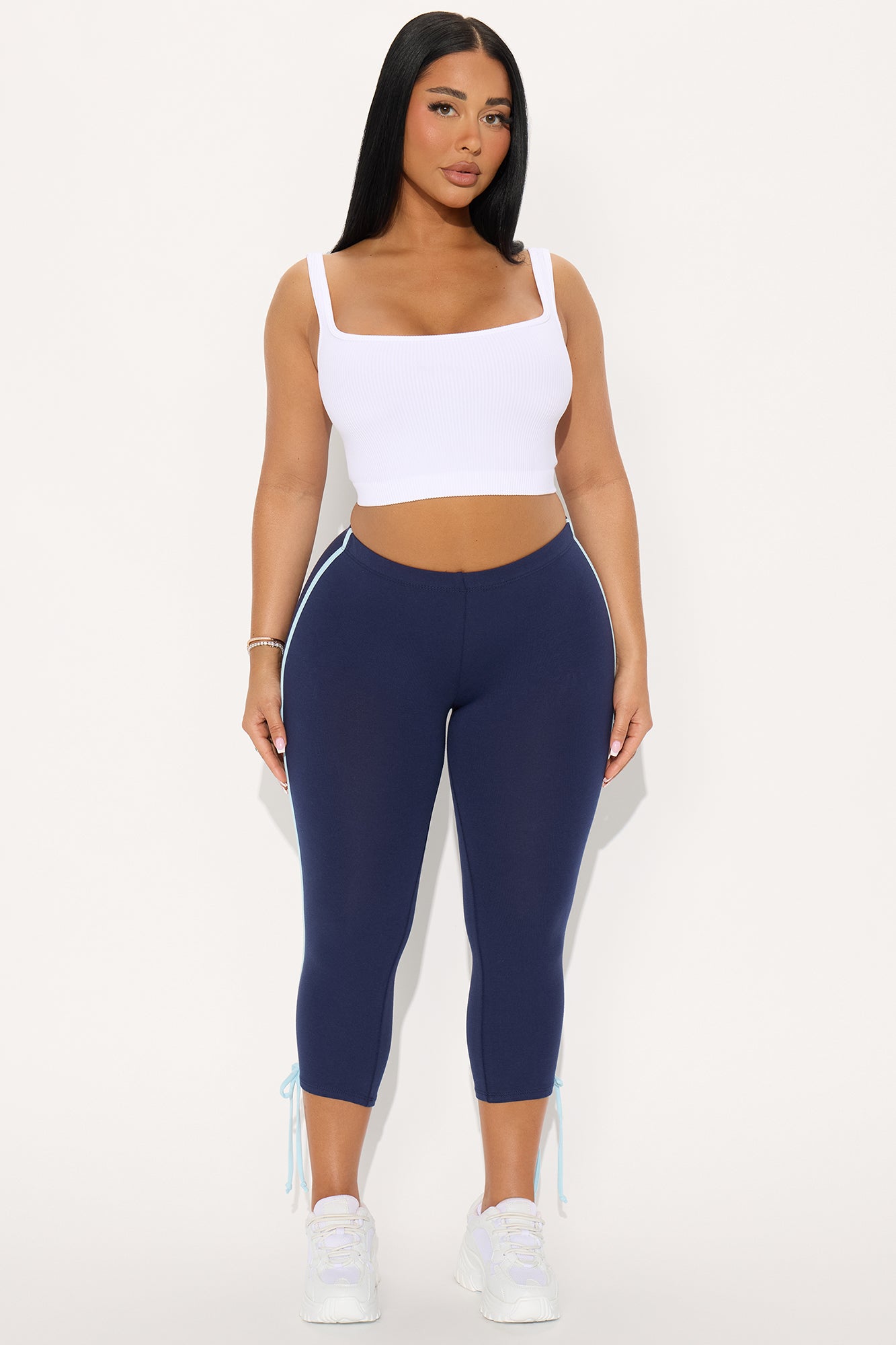 Lana Striped Capri Legging - Navy