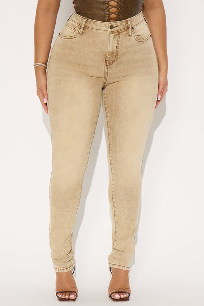 Highly Motivated High Rise Skinny Jeans - Tan
