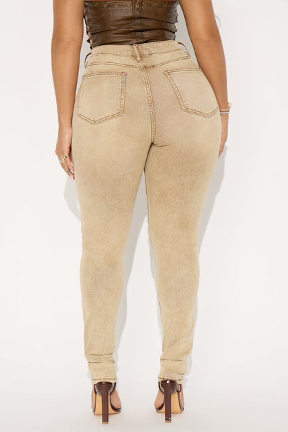 Highly Motivated High Rise Skinny Jeans - Tan