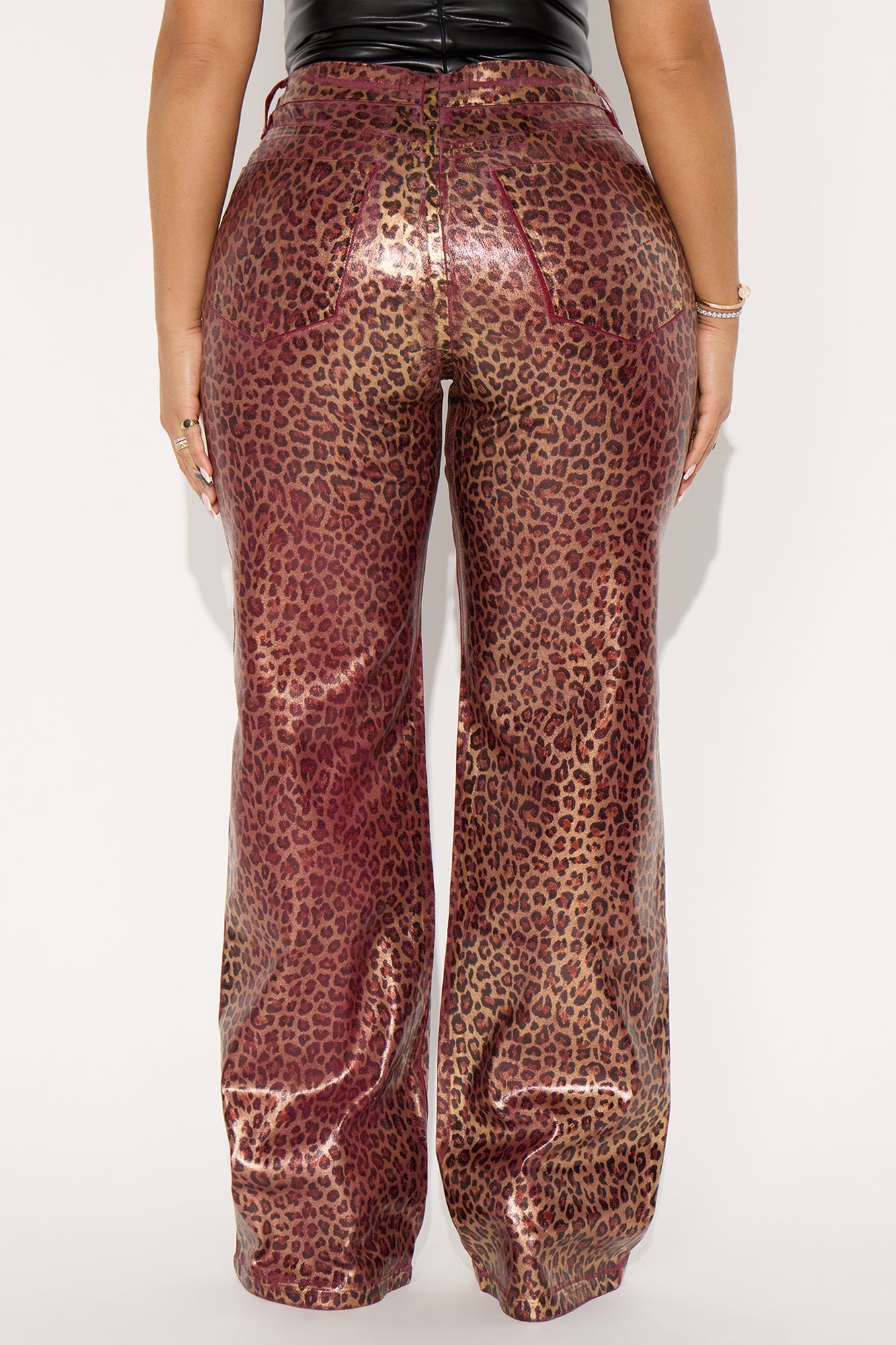 Caught In The Act Twill Rigid Straight Leg Leopard Pant 33 - Burgundy/combo