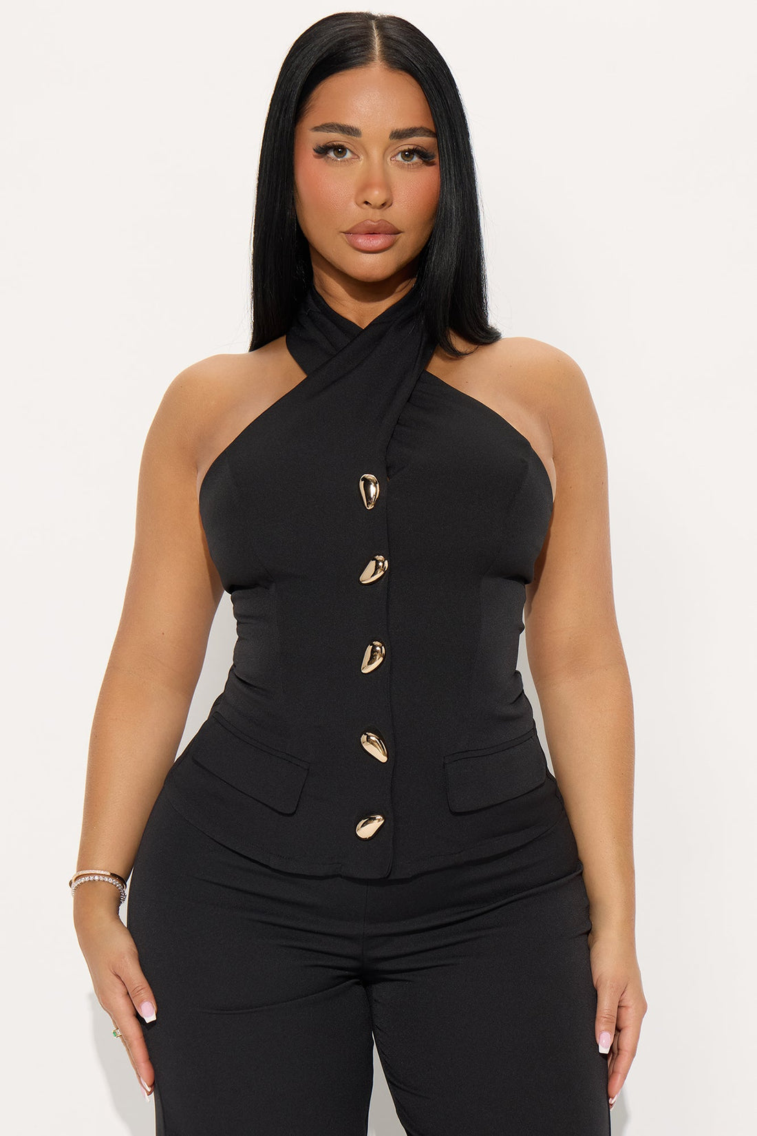 Happy Hour Halter Wide Leg Jumpsuit - Black