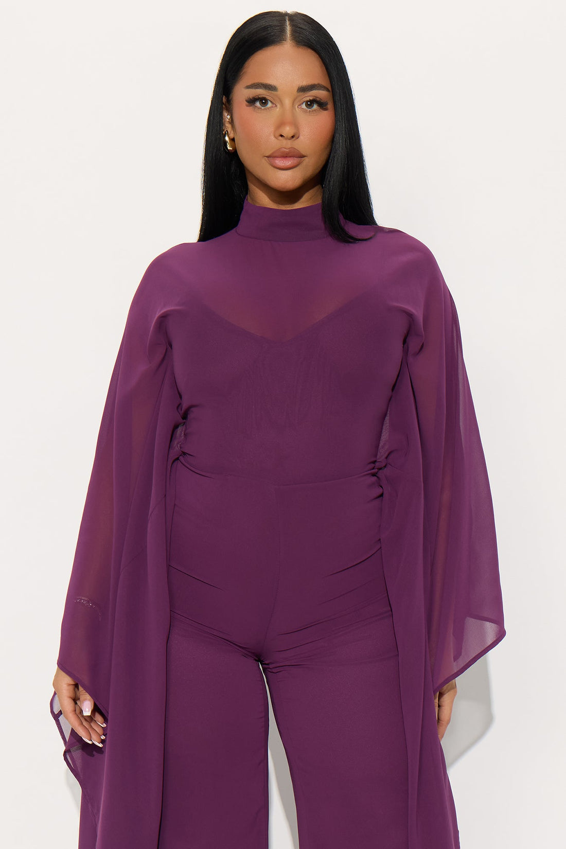 Rosalia Draped Wide Leg Jumpsuit - Plum