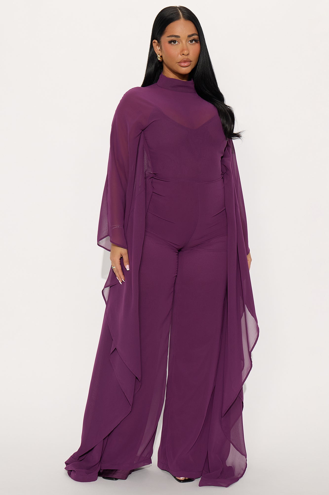 Rosalia Draped Wide Leg Jumpsuit - Plum