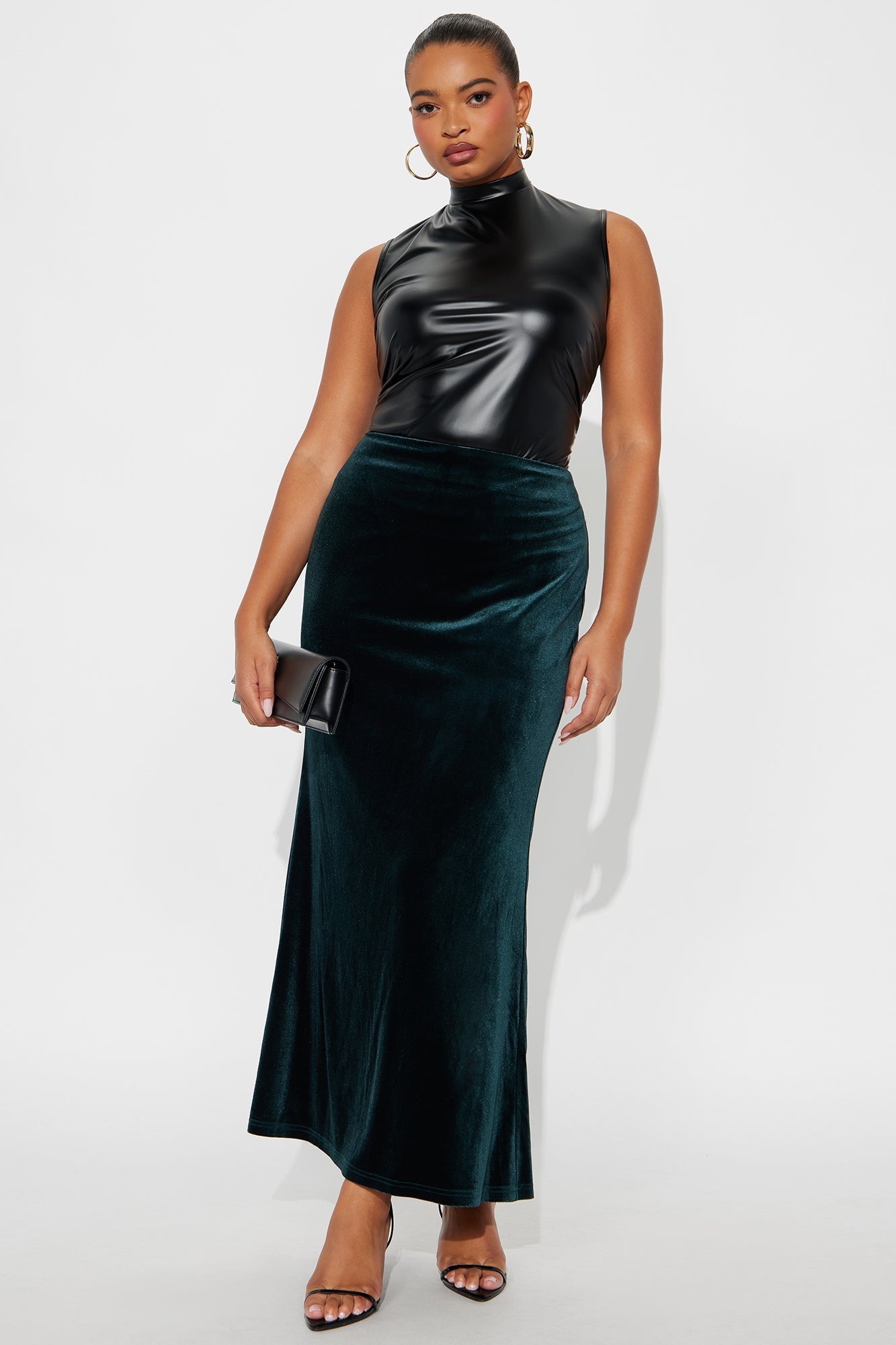Ramona Velvet Mermaid Maxi Skirt - Emerald