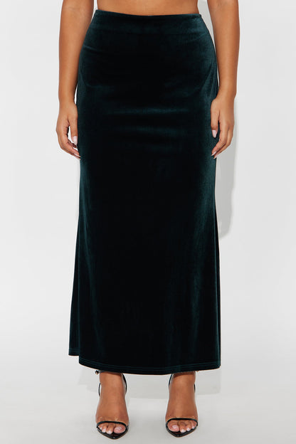 Ramona Velvet Mermaid Maxi Skirt - Emerald