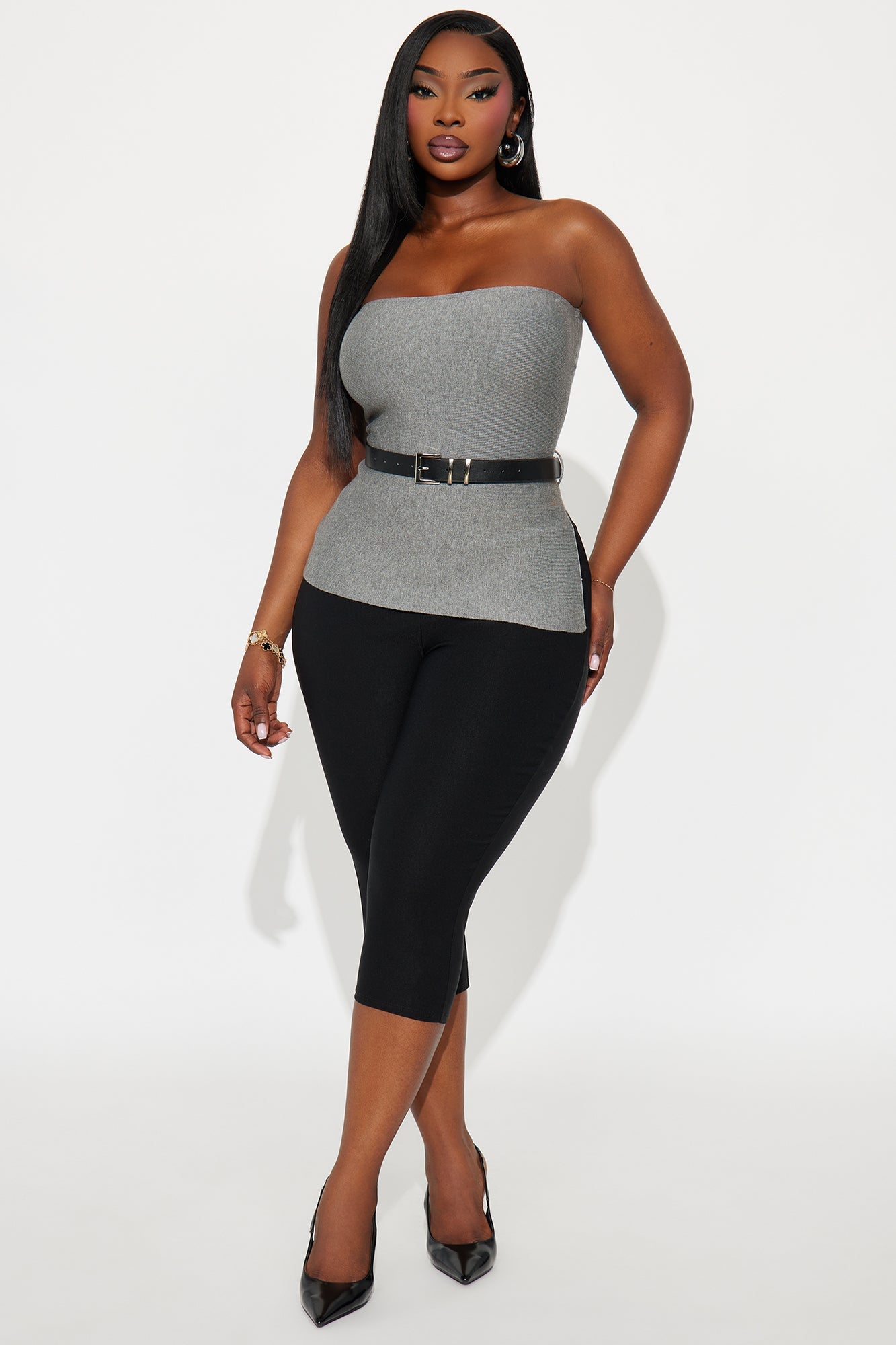 Soft Energy Belted Sweater Top - Grey