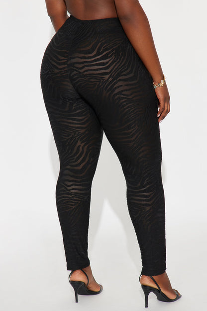 Eden Flocked Mesh Zebra Legging - Black