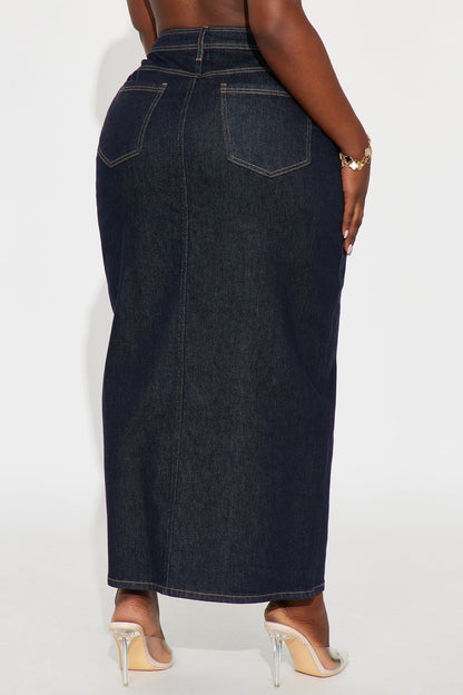 Hard To Handle Rinse Wash Denim Maxi Skirt - Rinse Blue Wash