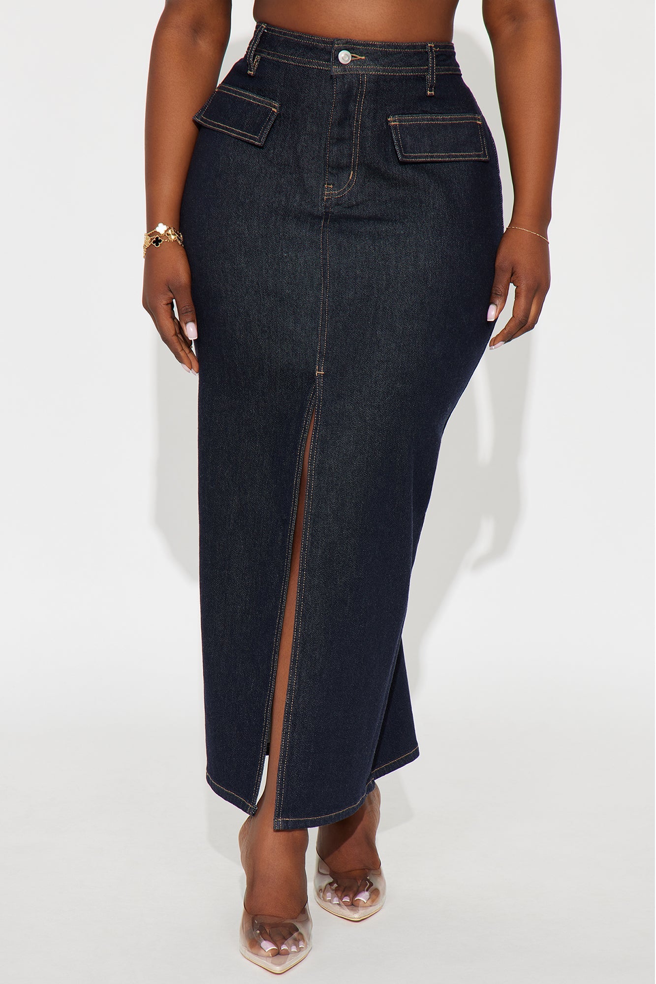 Hard To Handle Rinse Wash Denim Maxi Skirt - Rinse Blue Wash