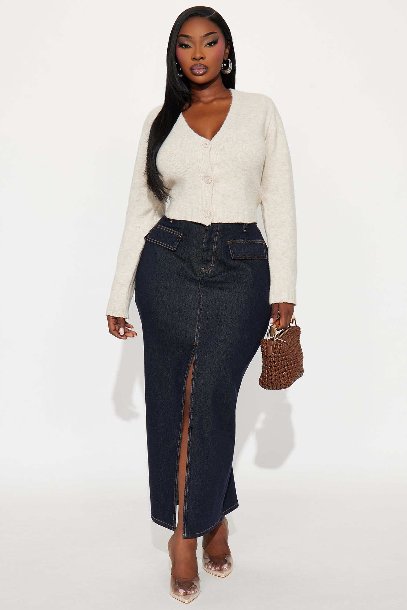 Hard To Handle Rinse Wash Denim Maxi Skirt - Rinse Blue Wash