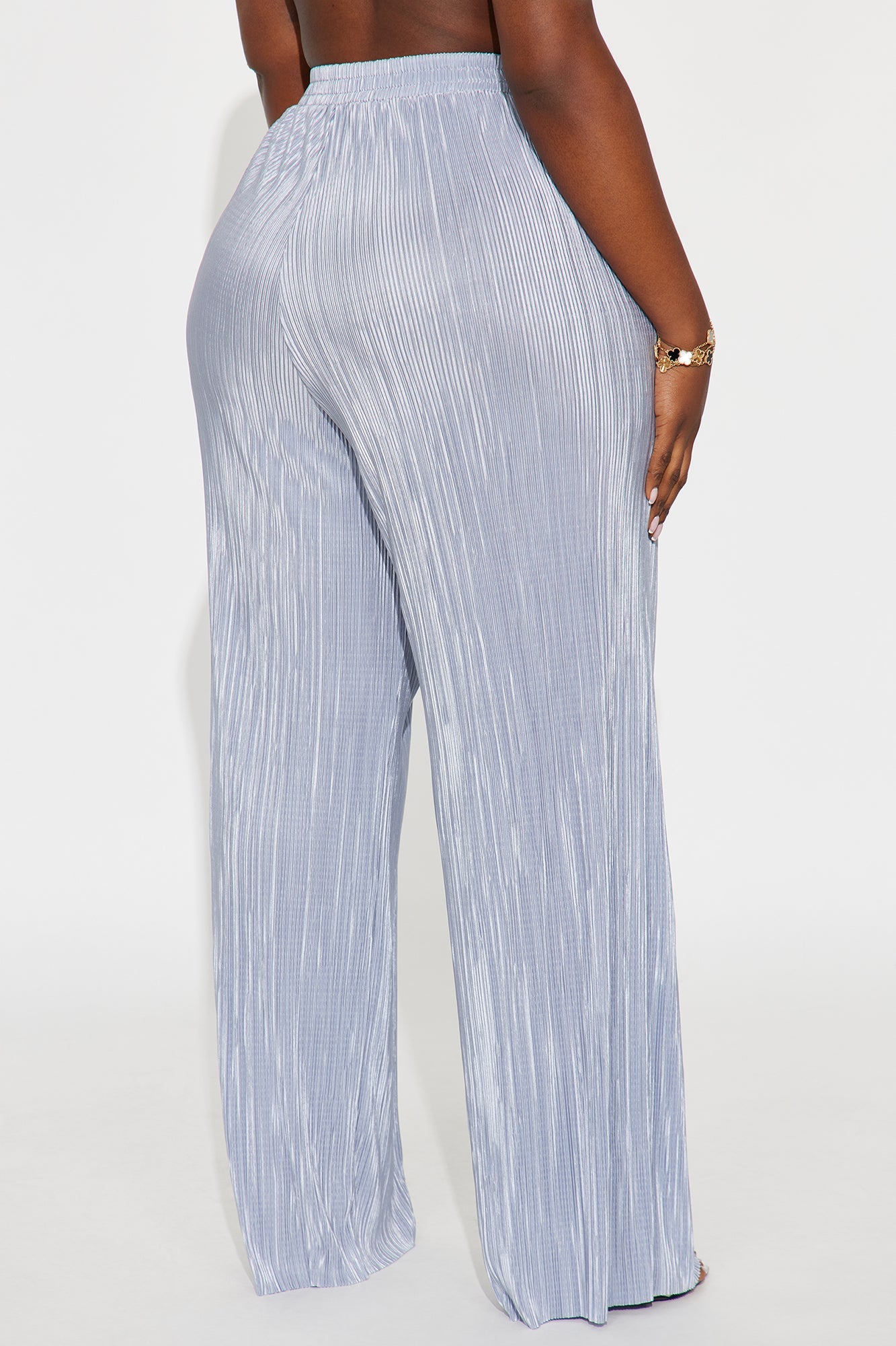 No Small Talk Wide Leg Plisse Pant 32″ - Silver
