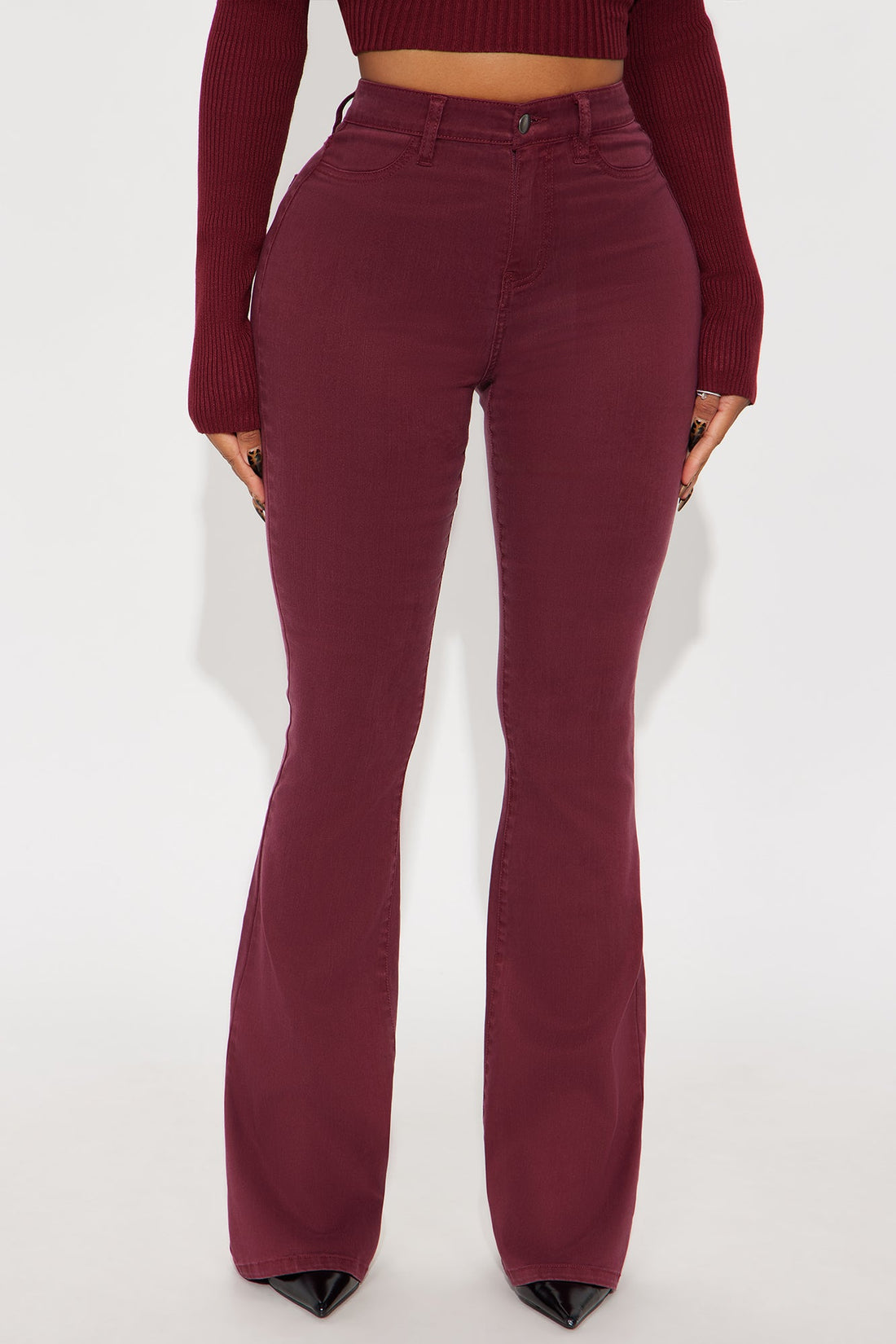 Deep In My Soul Flare Jeans - Burgundy