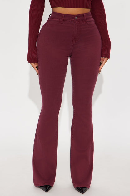 Deep In My Soul Flare Jeans - Burgundy